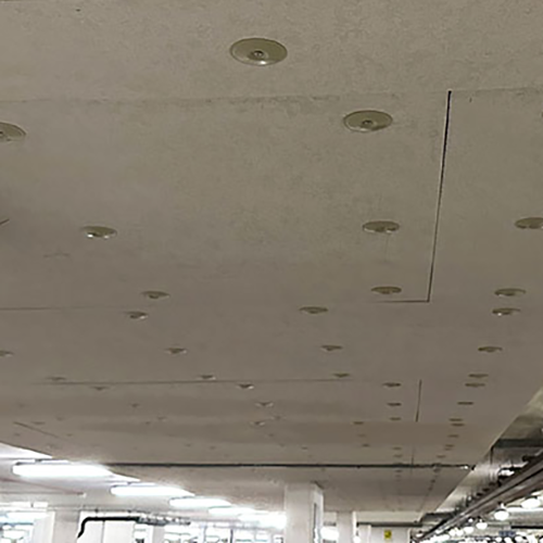 Soffit insulation installed to car park