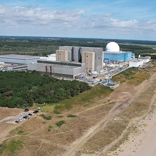 Sizewell A and B nuclear facility in Suffolk, UK