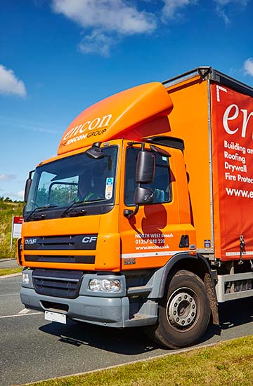 Close up photo of an Encon & Nevill Long truck, focused on the cab area