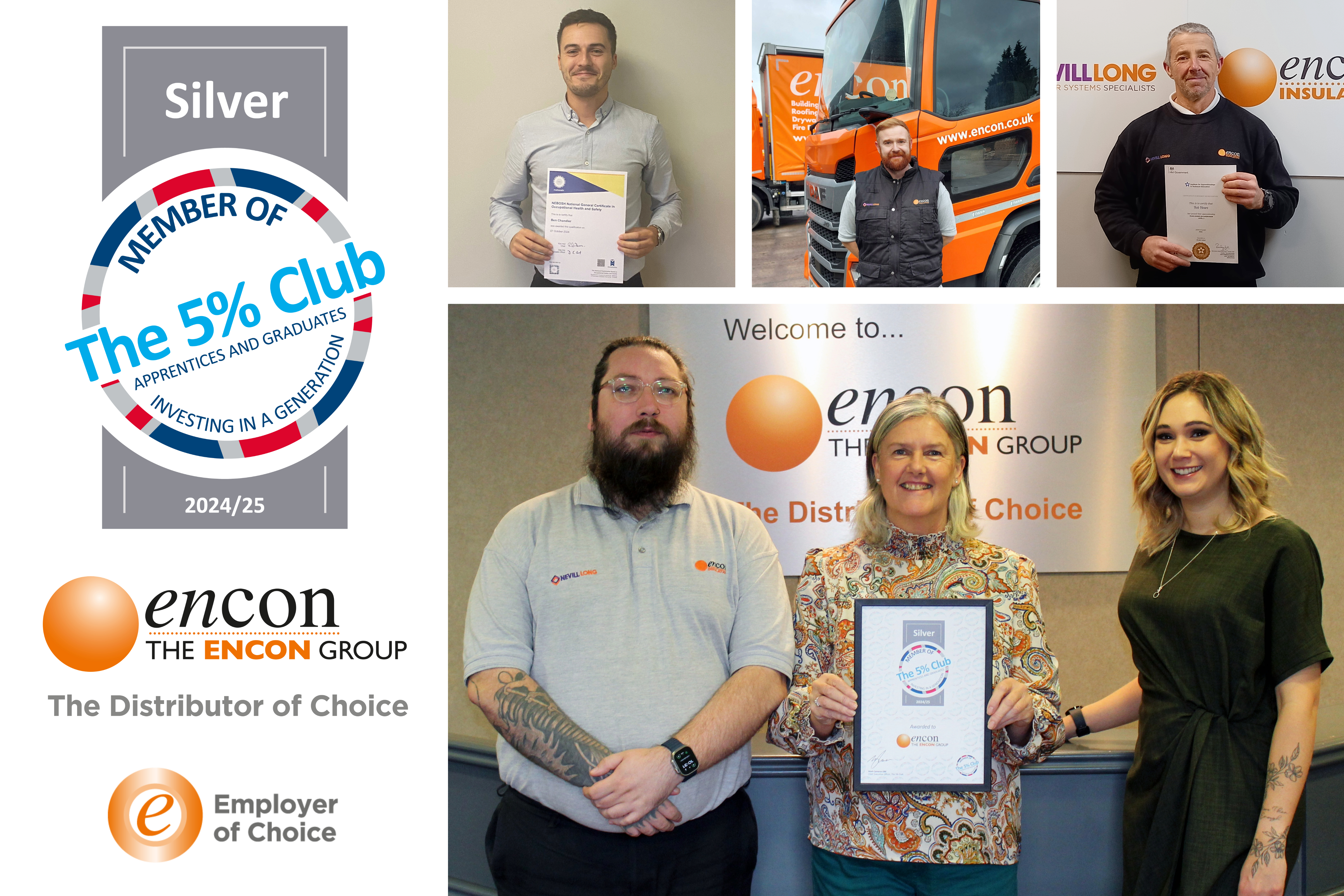 A selection of The Encon Group apprentices with the Silver 5% Club Certificate