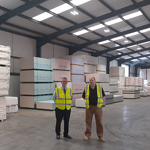 Steve Clarke and Jon Pease in the warehouse at Encon & Nevill Long East Anglia